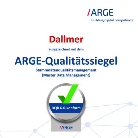 Données de base optimales - Le label de qualité ARGE attribué à Dallmer